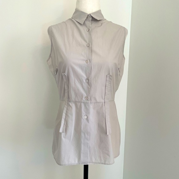 Jil Sander sleeveless fitted button down top - Picture 1 of 8